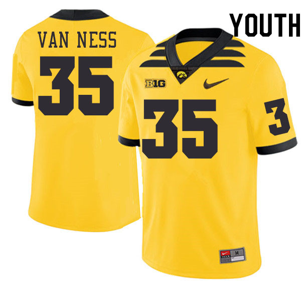 Youth #35 Devan Van Ness Iowa Hawkeyes College Football Jerseys Stitched-Gold